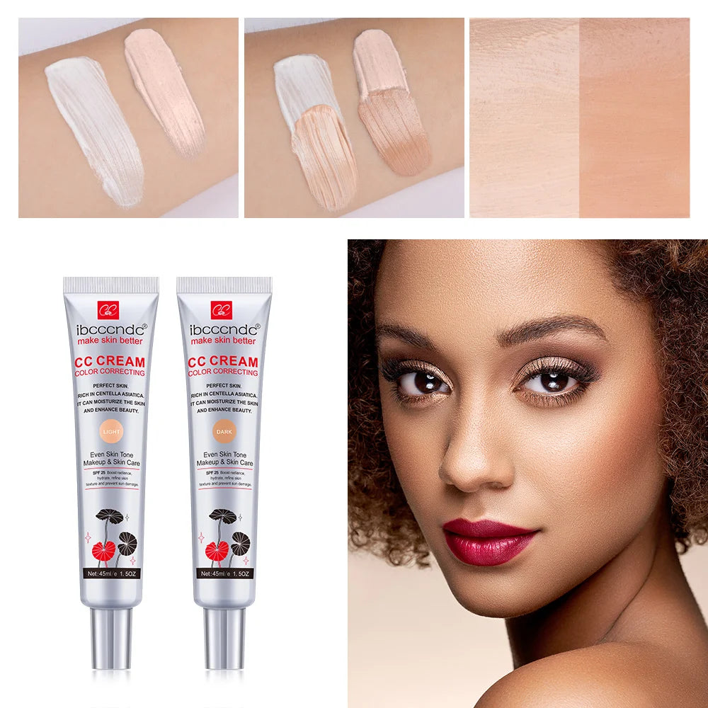 45ml Color Correcting CC Cream Facial Centella Asiatica Repair BB Cream Natural Concealer Whitening Liquid Foundation Cosmetics light