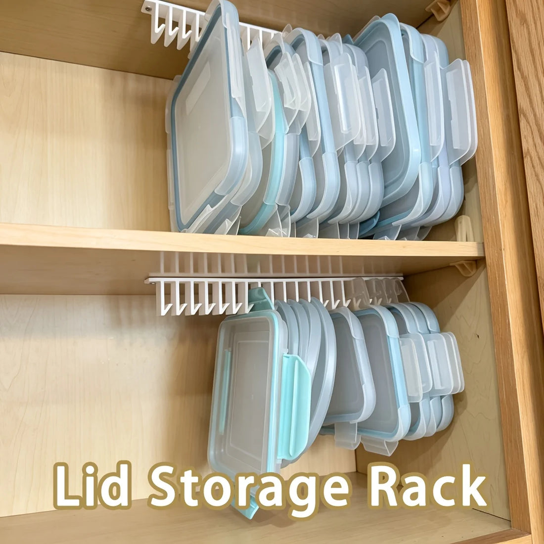 Under-Shelf Lid Organiser for Kitchen Food Containers