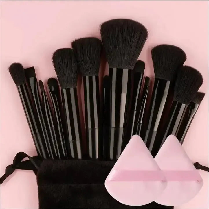 Professional Makeup Brush Set - Soft Fluffy Kabuki & Blending Brushes for Foundation, Powder, Eyeshadow | Beauty Tools Kit 13pcs black pp1 China Mainland