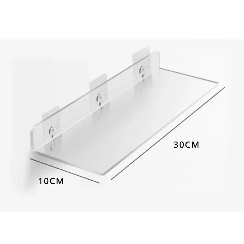 Clear Floating Wall Shelf No Drill, Waterproof, 20cm to 50cm Sizes