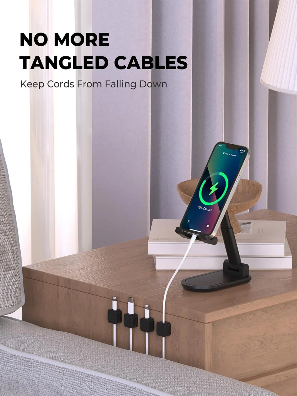 Adhesive ABS Desk Cable Clips for Charging Lead Storage