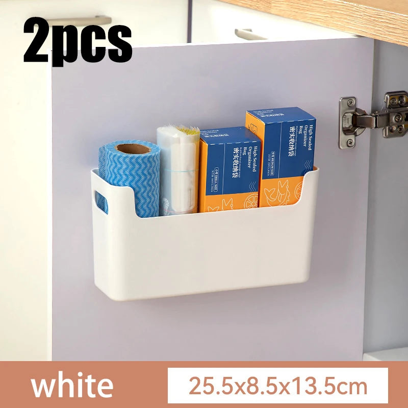 Adhesive Cabinet Door Storage Box for Kitchen Wraps A Large 2pcs