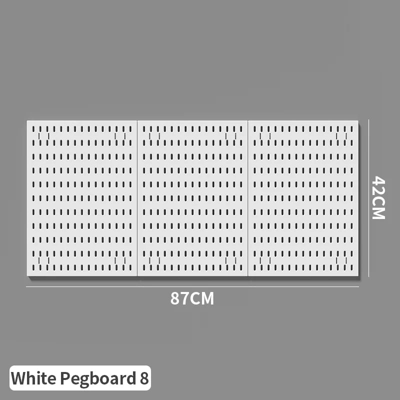 Wall-mounted Pegboard, Drill-free Storage Organizer For Home & Office Electronics, Suitable For Keyboard, Mouse Arrangement White Pegboard 8