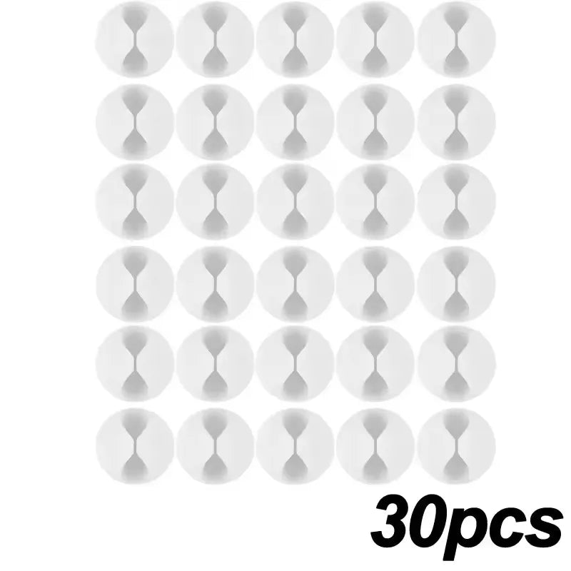 Self Adhesive Round Desk Cable Clips for Charging Leads 30x White