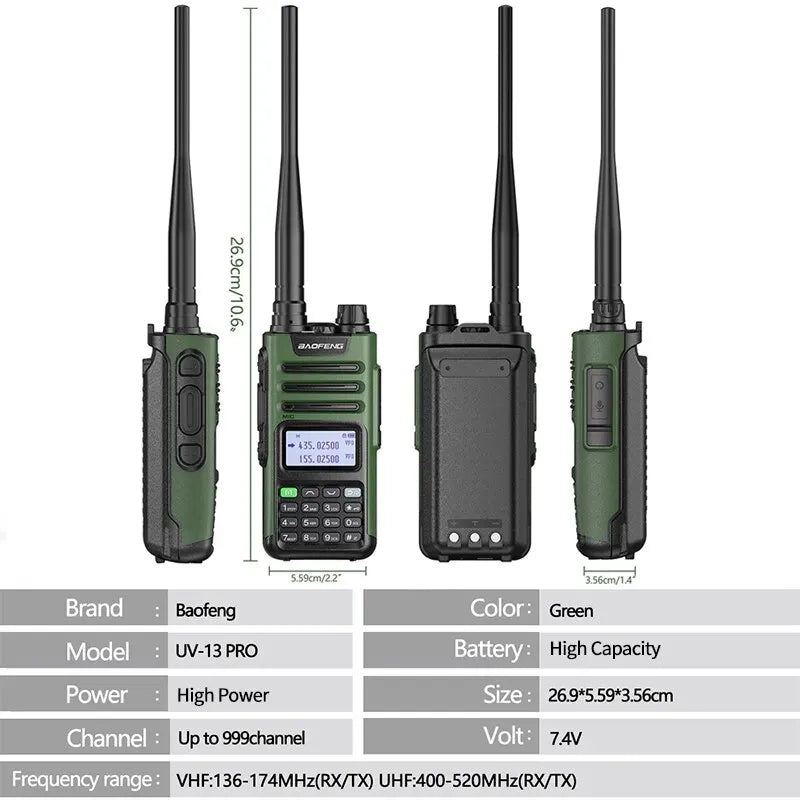 BaoFeng M-13 PRO V1 V2 High Power Multi Band Walkie Talkie Type-C Charger Long Range Upgraded UV-13 PRO V1 V2 Ham Two Way Radio - Dicrodelights