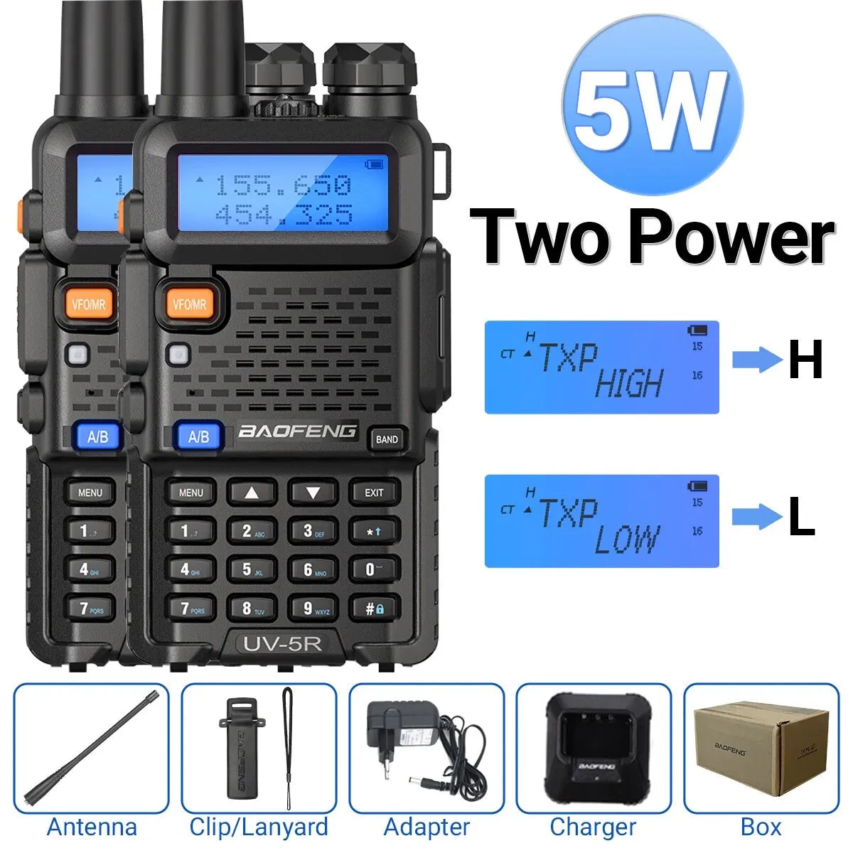 Baofeng UV-5R Walkie Talkie 5W/8W Dual Band Long Range Two-Way Radio VHF UHF CB Ham Transceiver - Dicrodelights