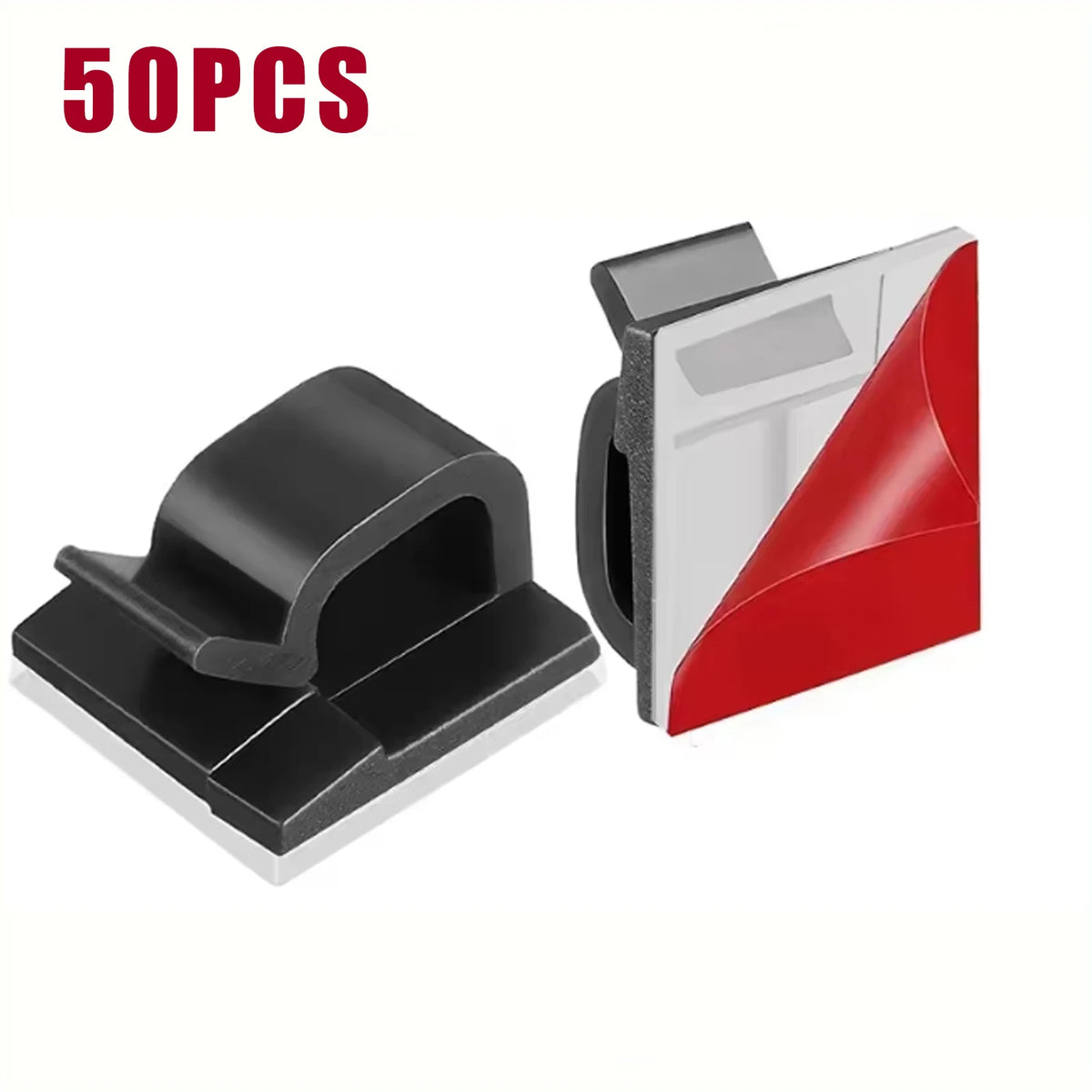 Adhesive Open Wire Clips for Home Office Desk Cable Routing 50PCS-Black