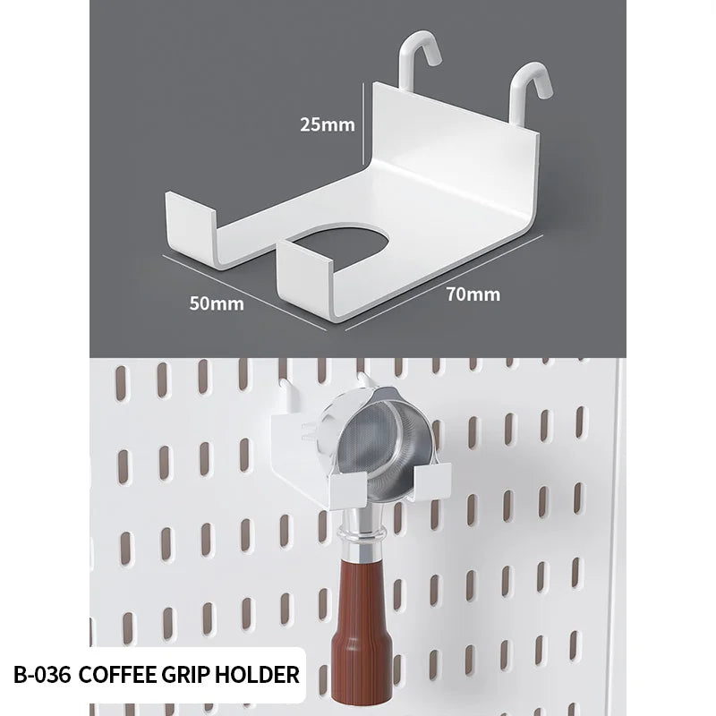 Wall-mounted Pegboard, Drill-free Storage Organizer For Home & Office Electronics, Suitable For Keyboard, Mouse Arrangement W Coffee Grip Holder