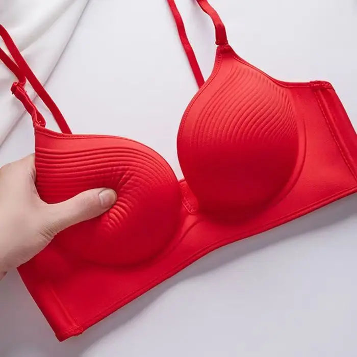 (Bras For Small Breast And Flat Chests)Women‘s Ultra-Thick 10cm Lingerie Seamless Push Up Small Breast Lift Adjustable Bra Red