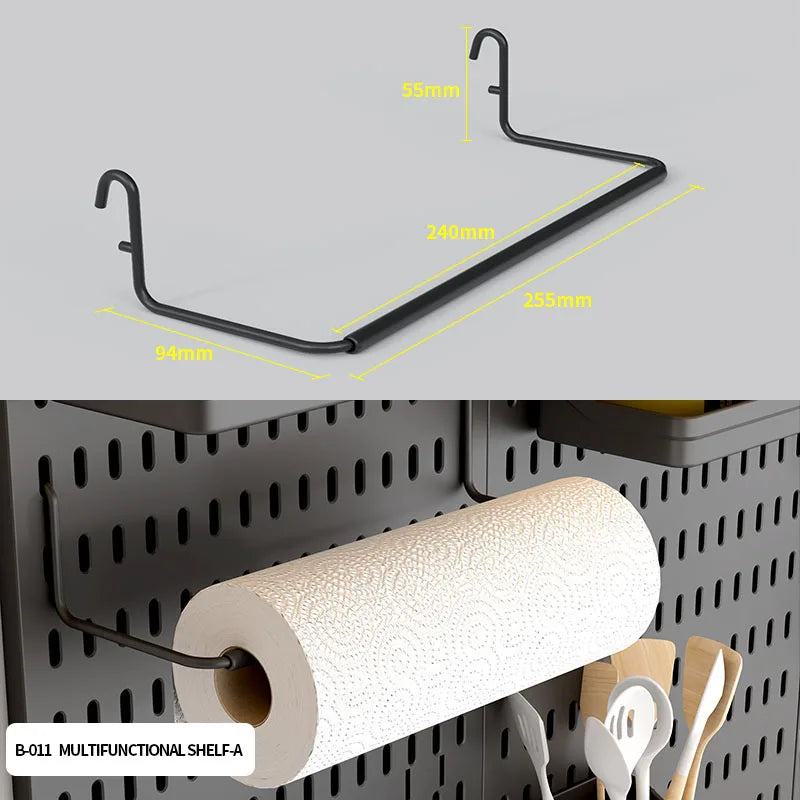 Pegboard Combination Desktop Storage Kit, Vertical and Clip-Type Pegboard Display Panels, Suitable for Home Office Storage. Black shelf A