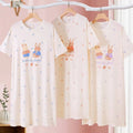 Cotton Fabric Pajamas Dress Women Comfortable Nightdress Loose Cute Long Skirt Cartoon Thin Student Sweet Cartoon Bear Sleepwear Onesize