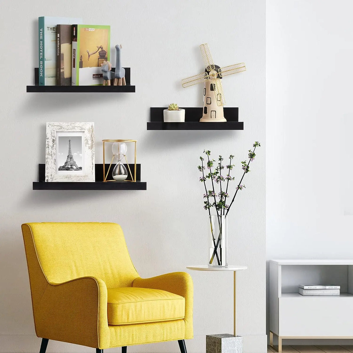 Aluminium Floating Wall Shelf No Drill for Books, Plants and Decor