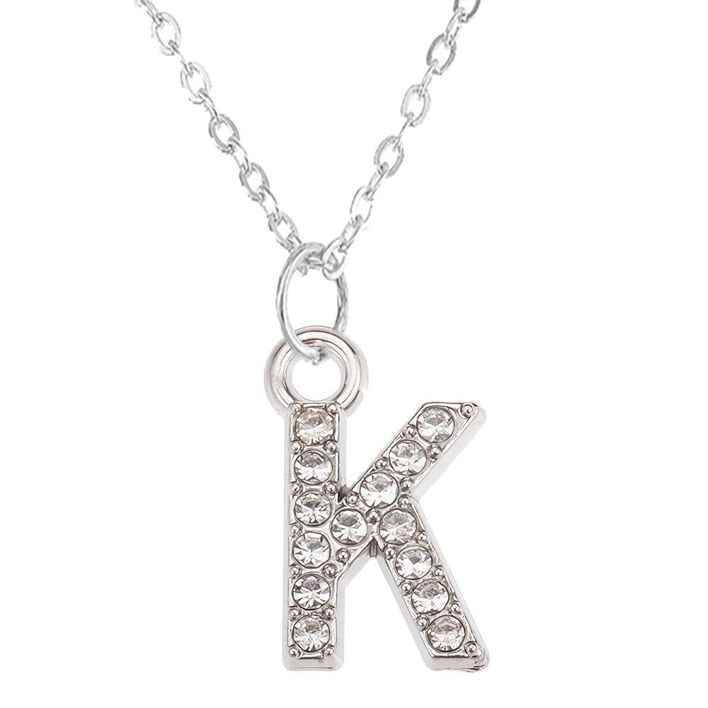 Fashion Shining A-Z Letter Pendant Charm Necklace 26 Initial Alphabet Name Clavicle Chain Party Valentine's Day Jewelry Gift K