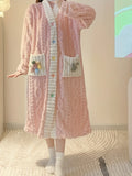 Cozy Plus Size Flannel Nightgown, Princess Style Long Sleeve with Pockets. Soft Pink for Fall/Winter. Shop Now!