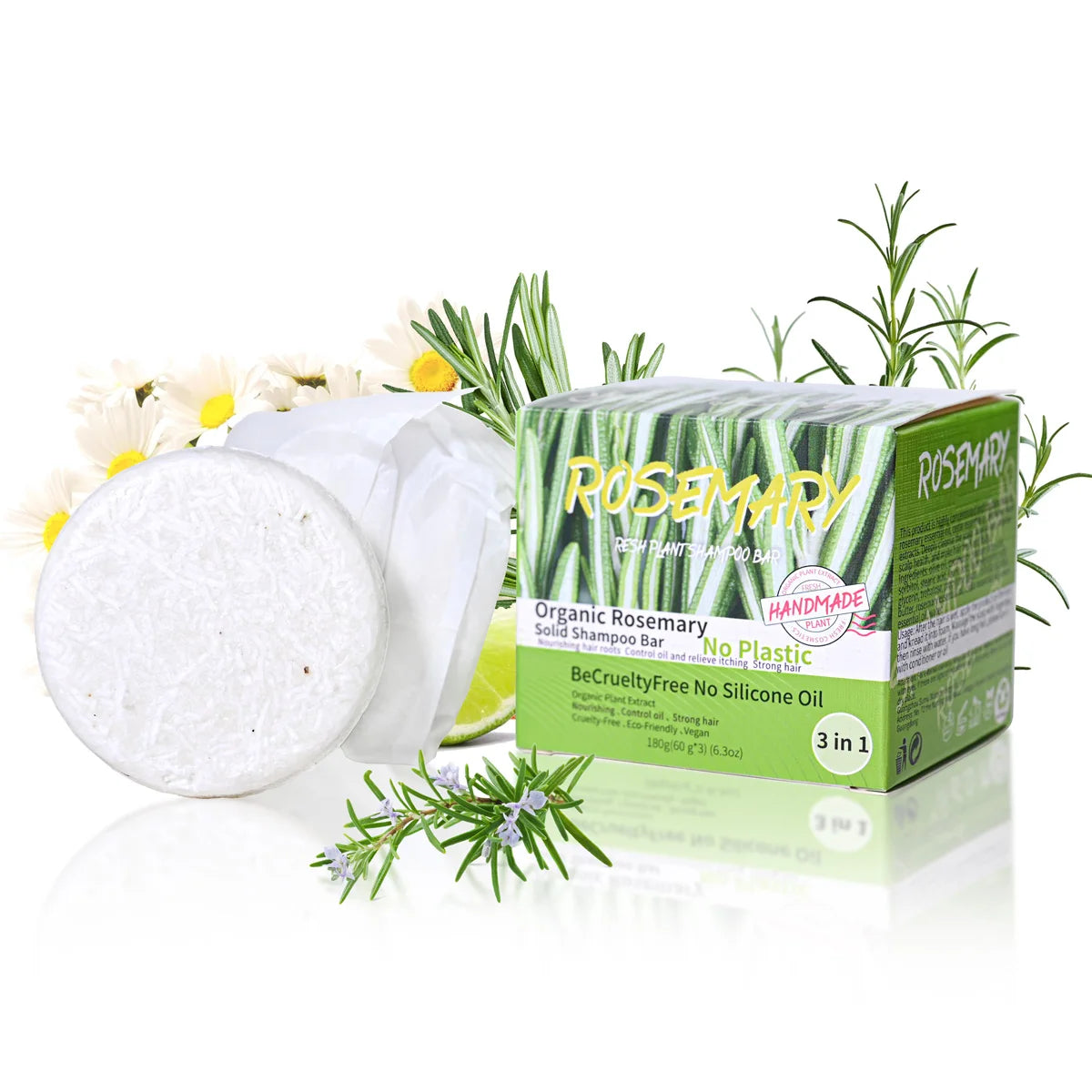 3-Pack Lavender Essential Oil Solid Shampoo Bars – Silicone-Free Oil Control Shampoo Soap for Refreshing Clean Scalp & Hair