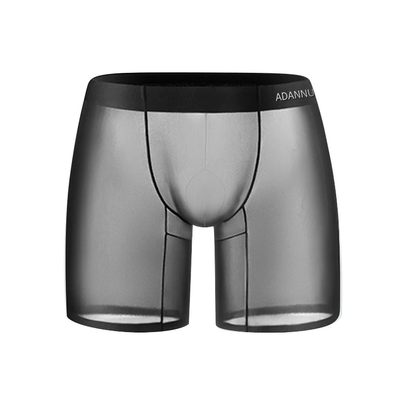 1/2/3 PCS Men's Ice Silk Boxers Transparent 0.01 Ultra-thin Fabric See Through Seamless Underwear antibacterial Boxer Shorts AD781-Black