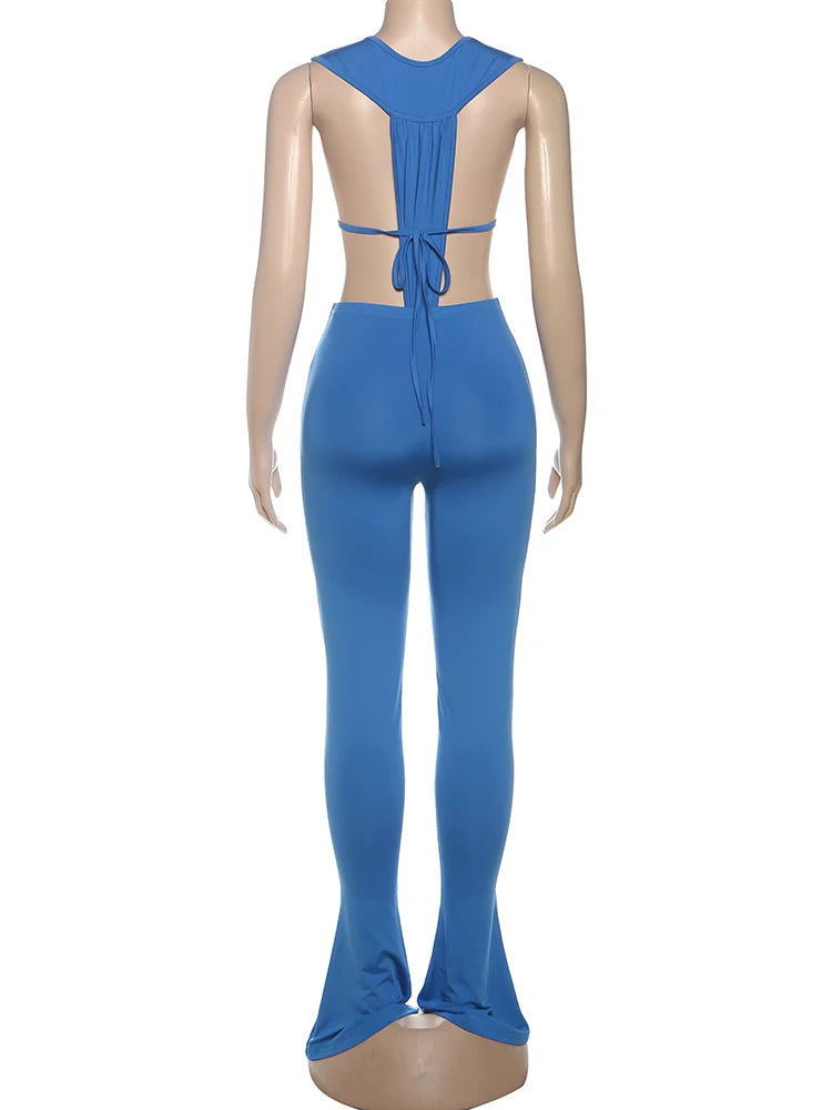 Nibber Fashion Women Tracksuit 2 Piece Set Deep V-Neck Sleeveless Bodysuit+Leggings Matching Streetwear Sexy Hipster Outfits