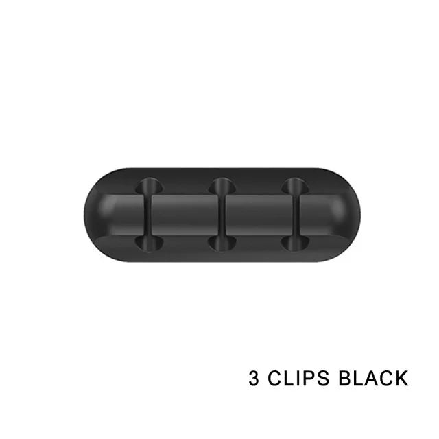Self Adhesive Silicone Cable Holder for Desk Charging Leads black 3 Channel