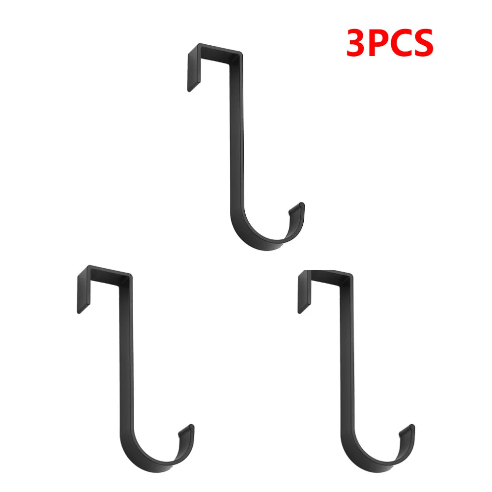 Aluminium Over Cabinet Door Hook for No Drill Bedroom Storage 3pcs black