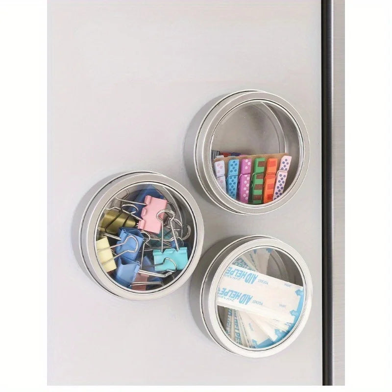 Magnetic Fridge Organiser Tin with Clear Lid, 1 or 2 Pack