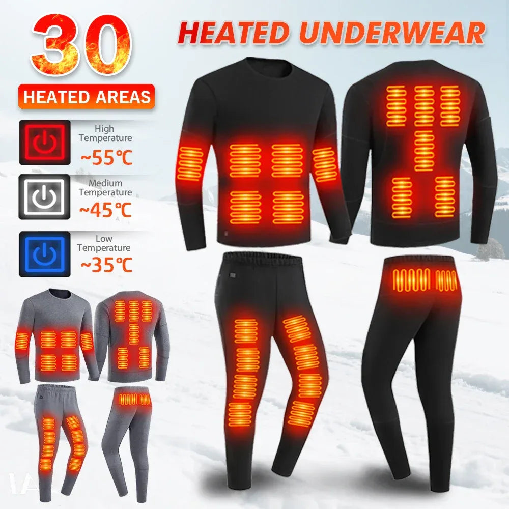 Buy USB Electric Heated Jacket Thermal Underwear Set for Men & Women