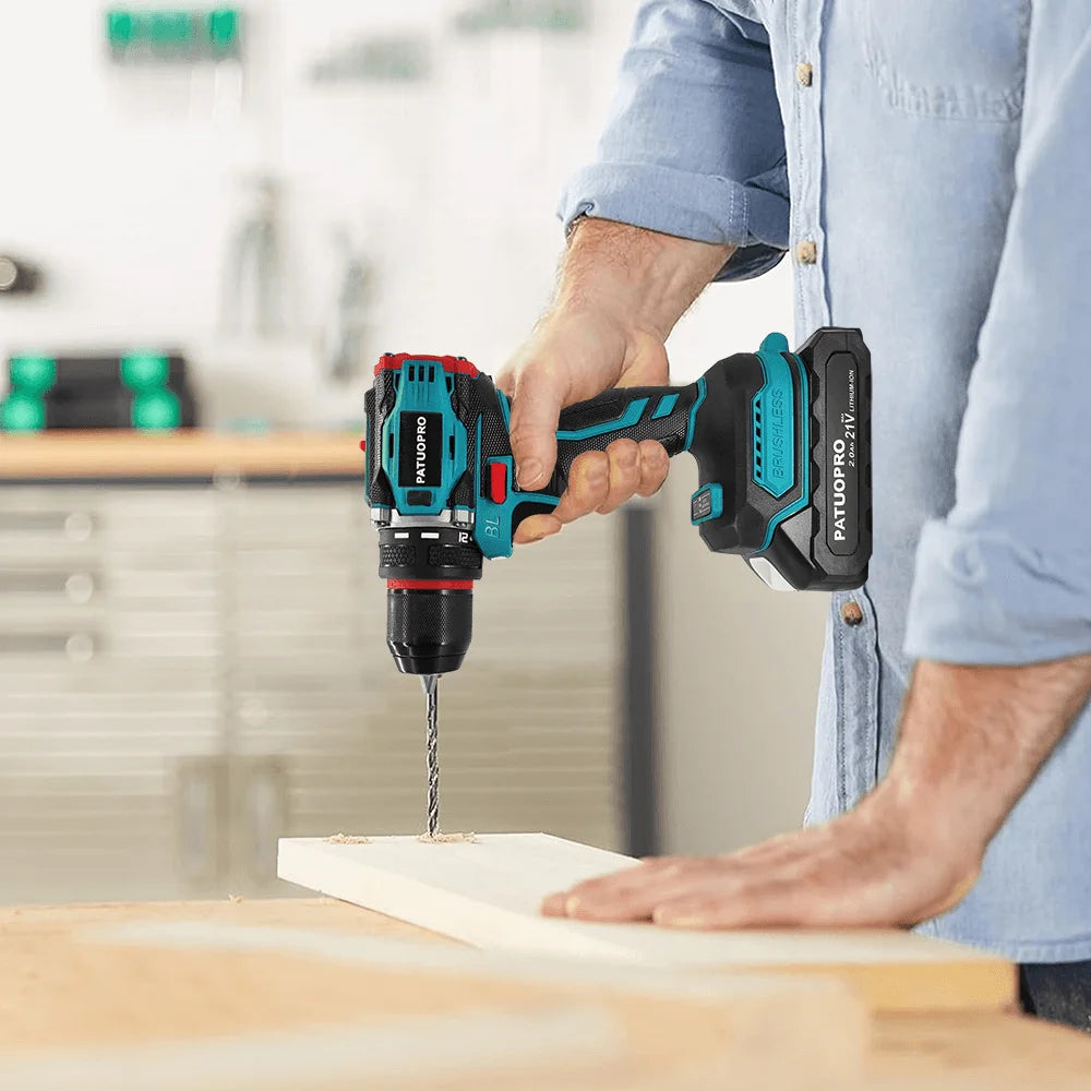 10mm Brushless 2-Speed Electric Drill Cordless Drill Screwdriver Metal Chuck Drill Power Tool For Makita 18V Battery（No Battery）