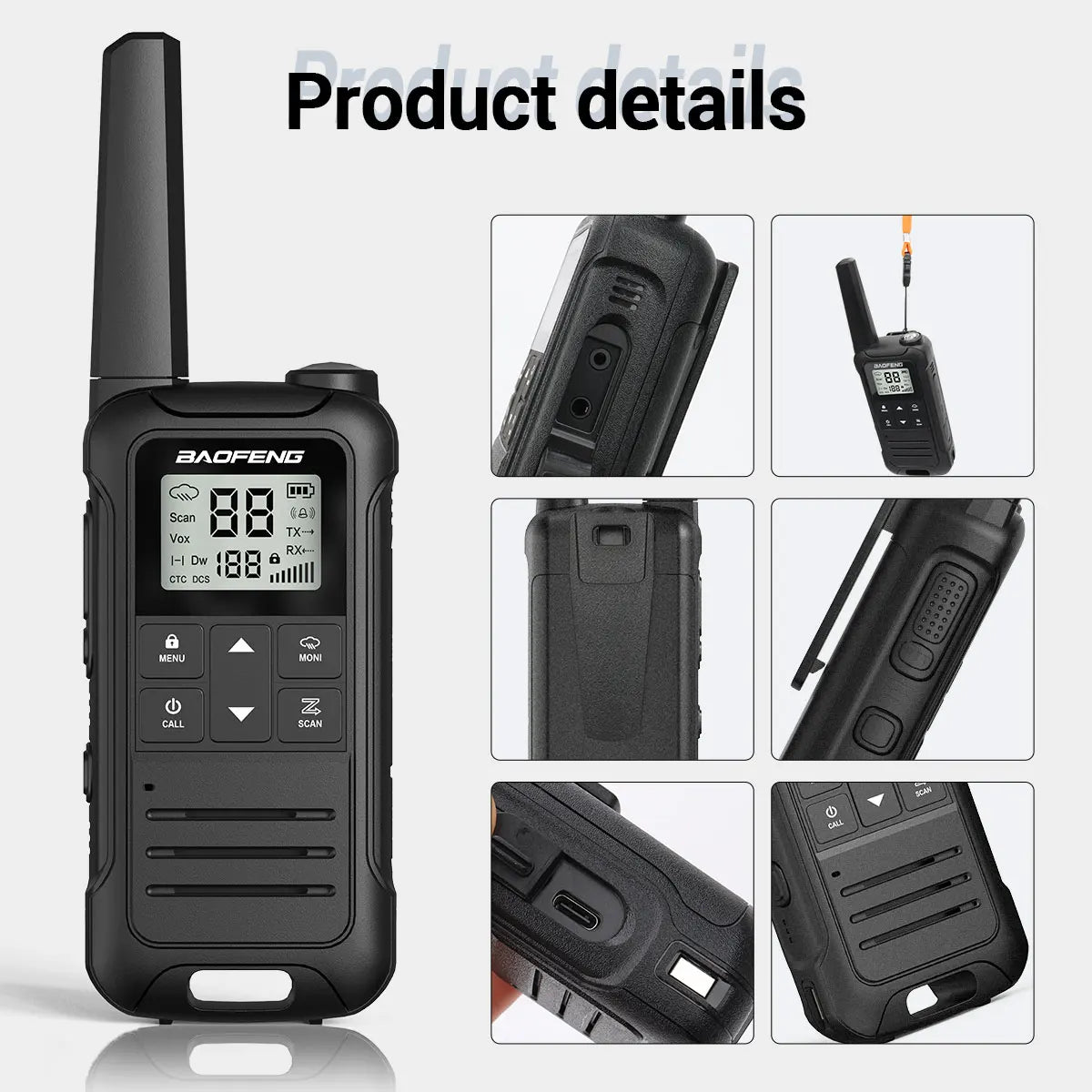 2pcs Baofeng F22 Mini Walkie Talkies - Long Range, Waterproof, Rechargeable, Kids Two-Way Radio with Type-C Charging for Camping & Outdoor Adventures - Dicrodelights