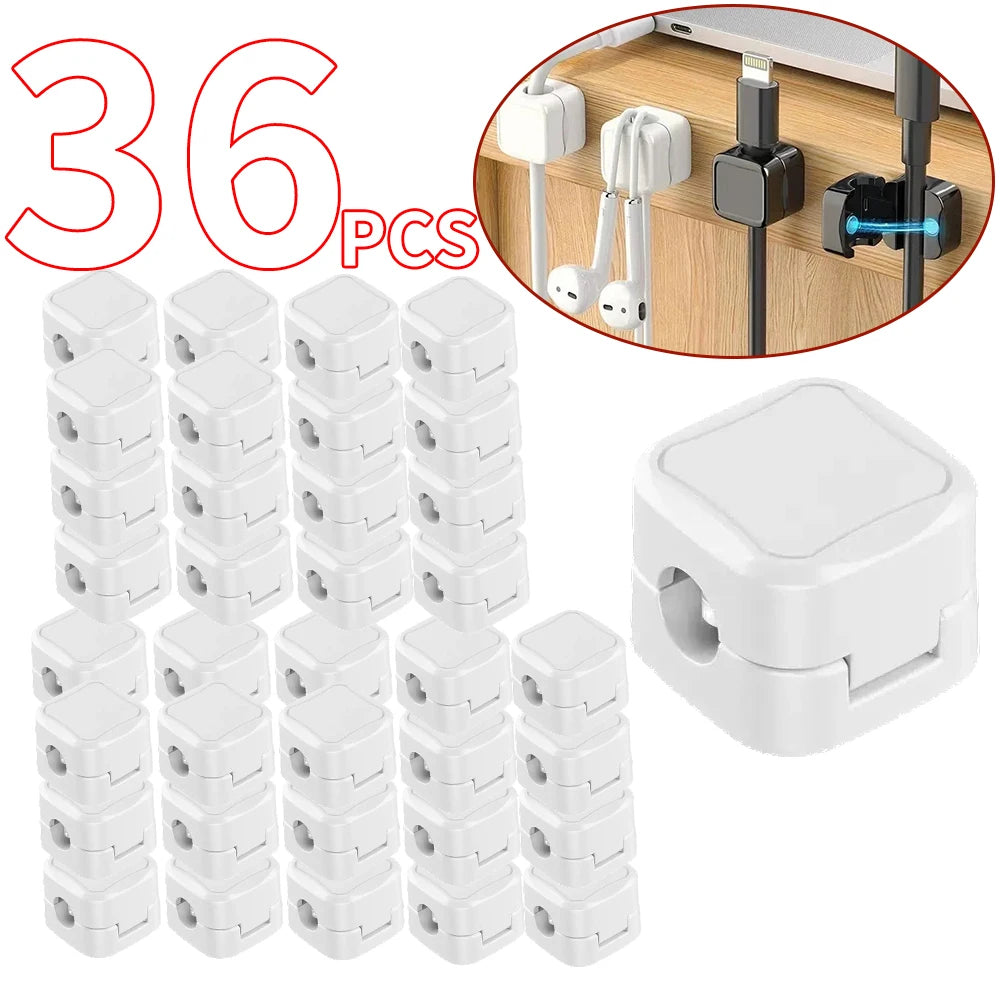36/16/8/4PCS Magnetic Cable Clips Cable Smooth Adjustable Cord Holder Under Desk Cable Management Wire Keeper Cable Organizer 36 WHITE China Mainland