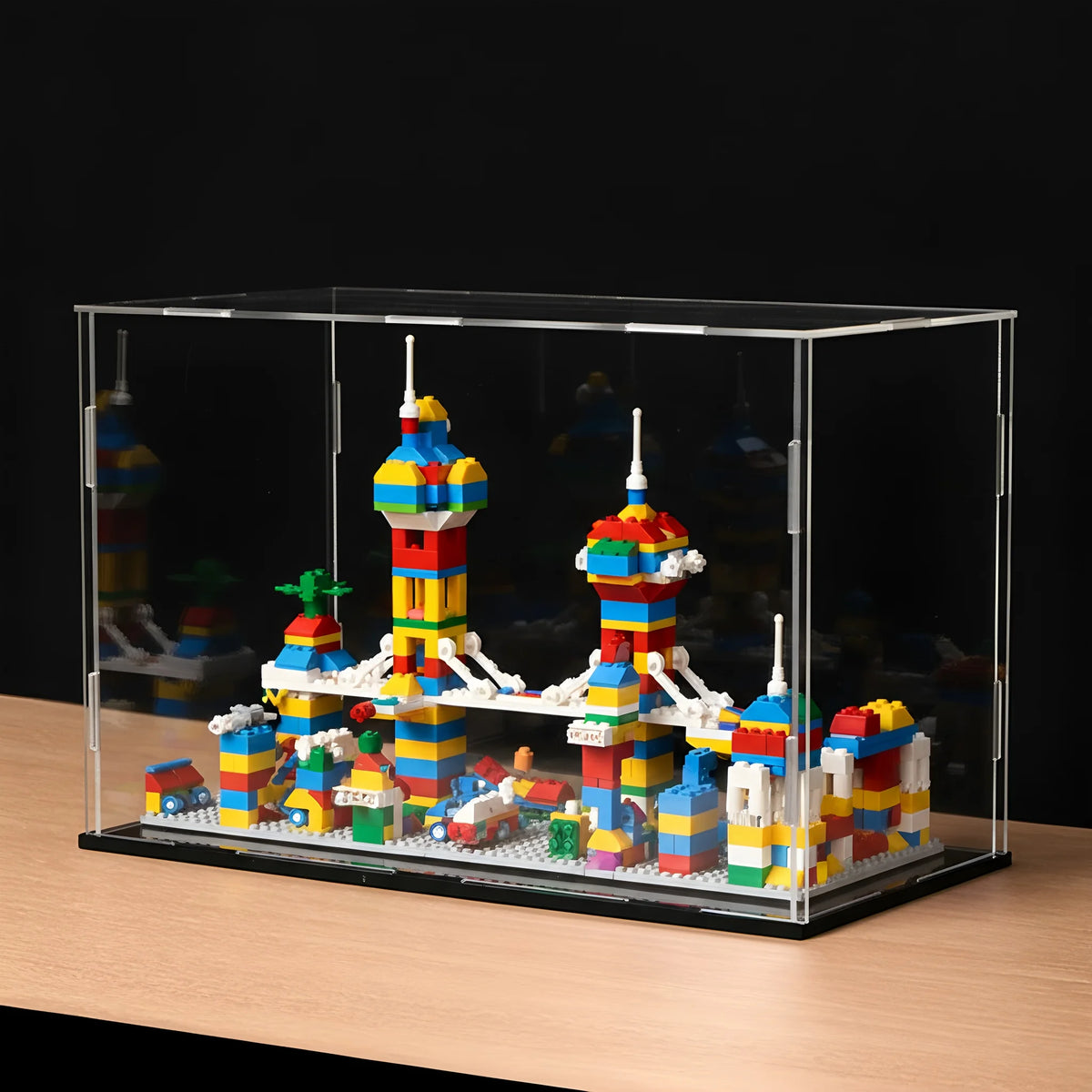 Acrylic Display Box with Black Base for Models and Collectibles