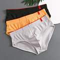 1/3PCS Men Briefs Mid Waist Elastic Soft Breathable Anti-septic U Convex Striped Solid Color Casual Men Underpants underwear men 3PC3220-1