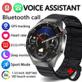 2025 New GT5 Pro GPS Track Smart Watch Men 360*360 AMOLED Screen NFC BT Call Waterproof Health Monitor Man Smartwatches IOS black steel 1
