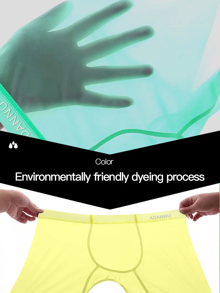 1/2/3 PCS Men's Ice Silk Boxers Transparent 0.01 Ultra-thin Fabric See Through Seamless Underwear antibacterial Boxer Shorts