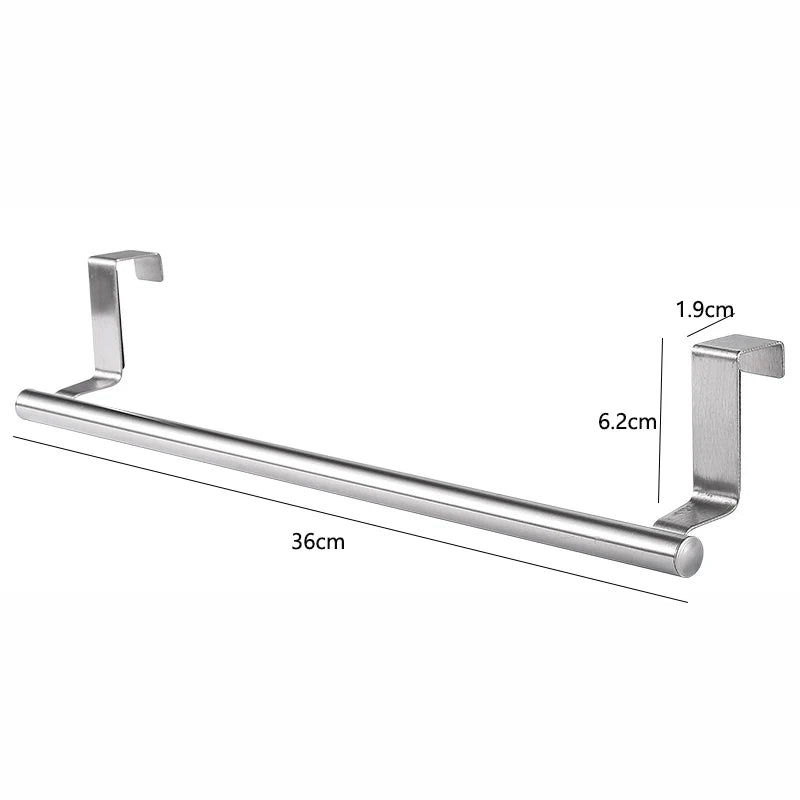 Kitchen Cabinet Door Towel Bar Stainless Steel Door Back Towel Hanging Holder Bathroom Punch-free Towels Hooks Home Organizer L-36cm