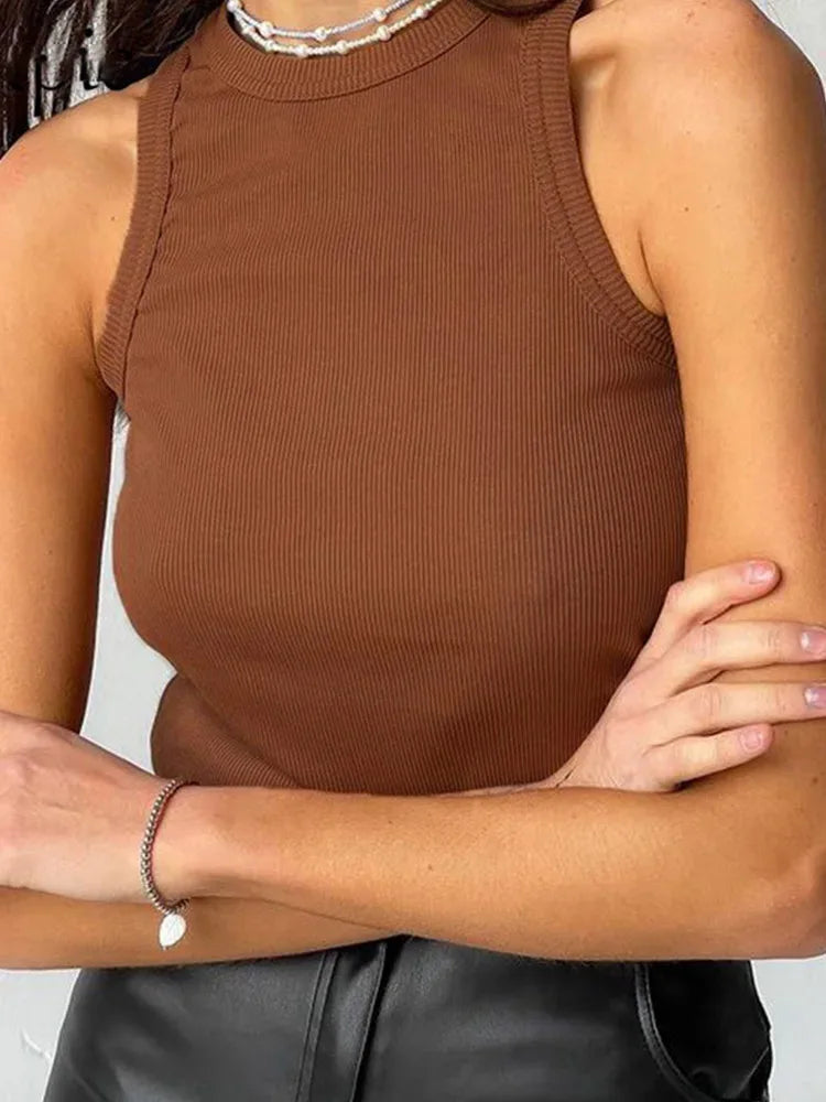 Ribbed Knit Tank Top Women – Sleeveless Summer Vest Top