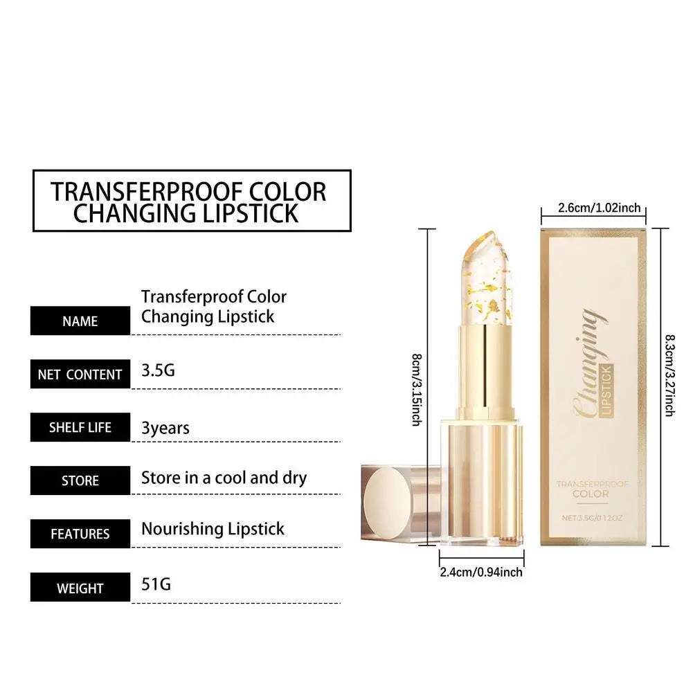 3.5g Transfer-Proof Color-Changing Lipstick Gold Leaf Discoloration Nourish Moisturize Water Light Softening Non-greasy Lip Blam