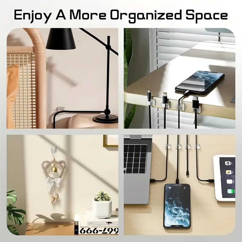 Adhesive Open Wire Clips for Home Office Desk Cable Routing