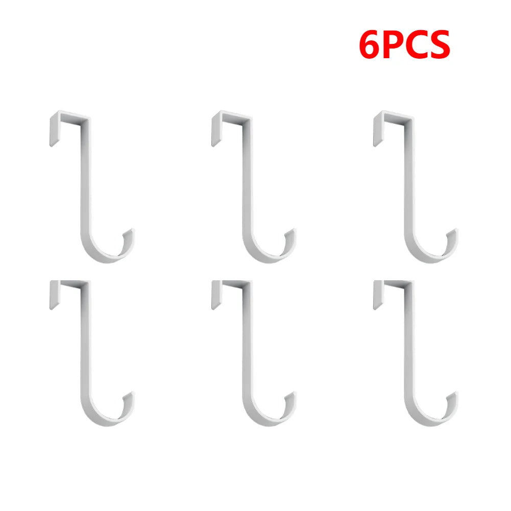 Aluminium Over Cabinet Door Hook for No Drill Bedroom Storage 6pcs white