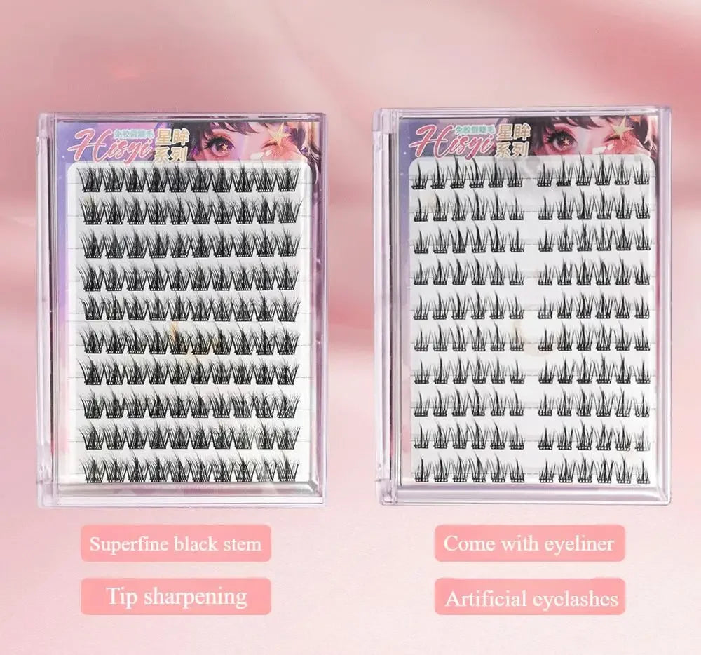 Glue-Free False Eyelashes – Star Eye Segmented DIY Lash Extensions, Lightweight & Reusable, Easy Apply Multiple Styles