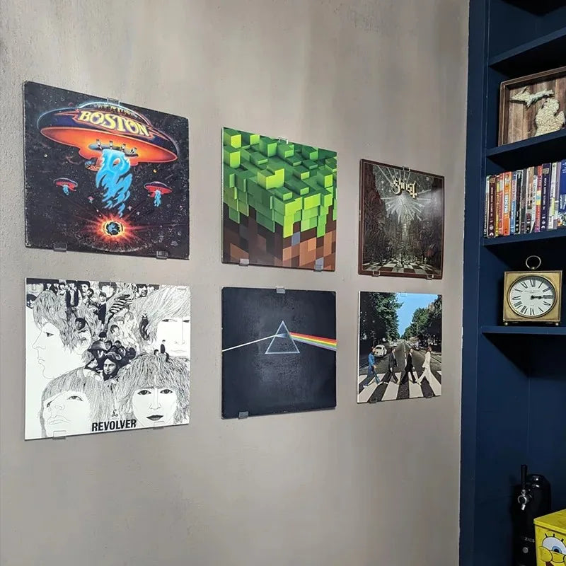 Vinyl Record Wall Hooks in Clear Plastic for Album Displays