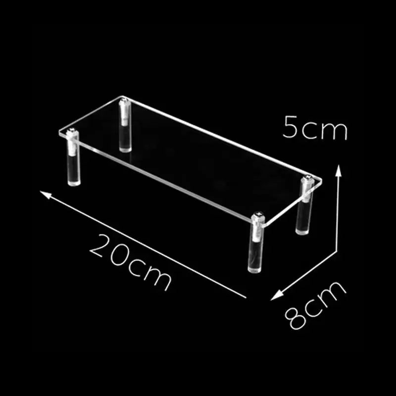 Tiered Display Stand with Clear or Wood Effect Shelves 1-20x8cm