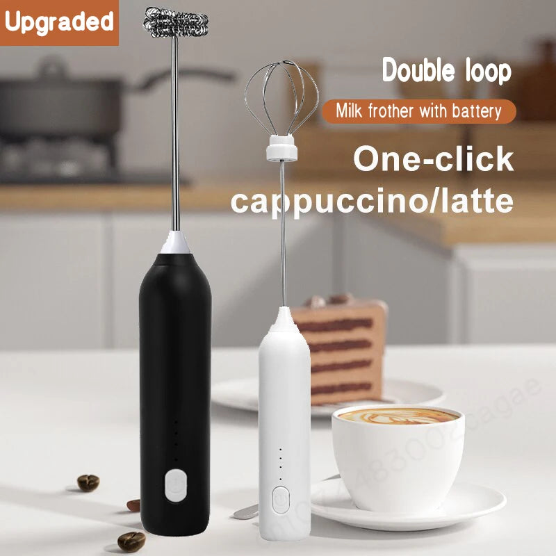 Electric Coffee Frother 2 In 1 Rechargeable Type-C Blender Stainless Steel 3 Speeds Milk Mixer Egg Beater Handheld Foam Maker
