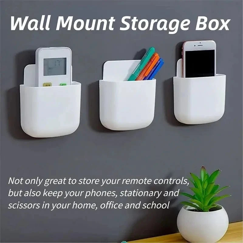 Adhesive Bedside Remote Holder Pair for Phone and Pen Storage