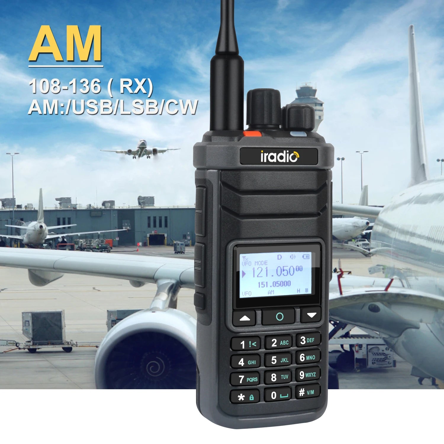 Iradio UV-88 Multi Band Ham Radio HF UHF VHF Walkie Talkie AM USB LSB CW CB LW MW SW SSB RX 1024Ch USB-C Battery RT-860 Variant