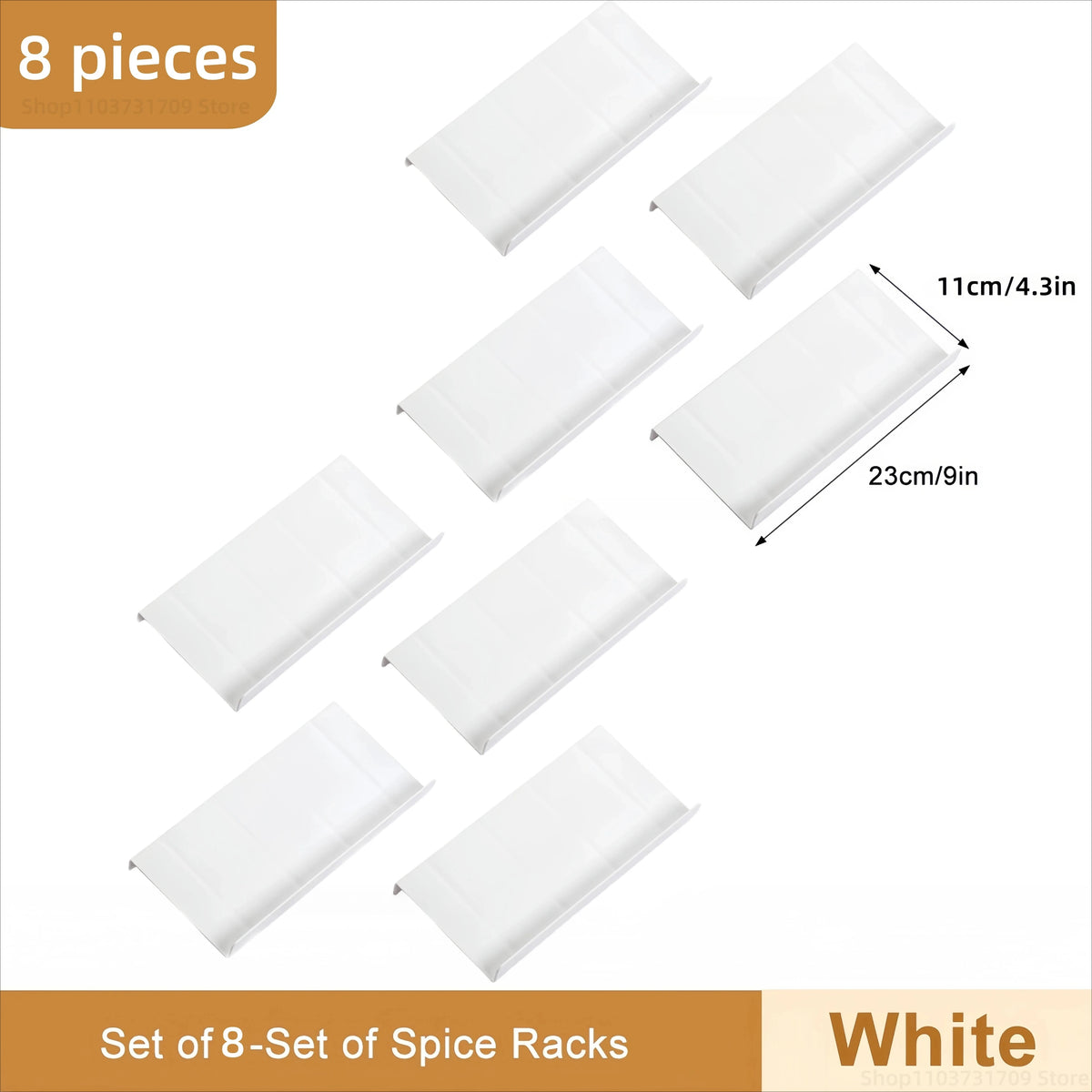 4 Layers Kitchen Spice Drawer Organizer Adjustable Spice Rack for Spice Jars Seasoning Bottles Cabinet Pantry Kitchen Organizer 8 pieces white rack
