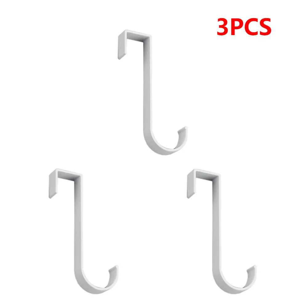Aluminium Over Cabinet Door Hook for No Drill Bedroom Storage 3pcs white