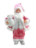 12-Inch Classic Santa Claus Statue – Premium Golden & Silver White Christmas Decor for Home, Kitchen, Office & Hotel | Festive Holiday Ornament Pink Old Man