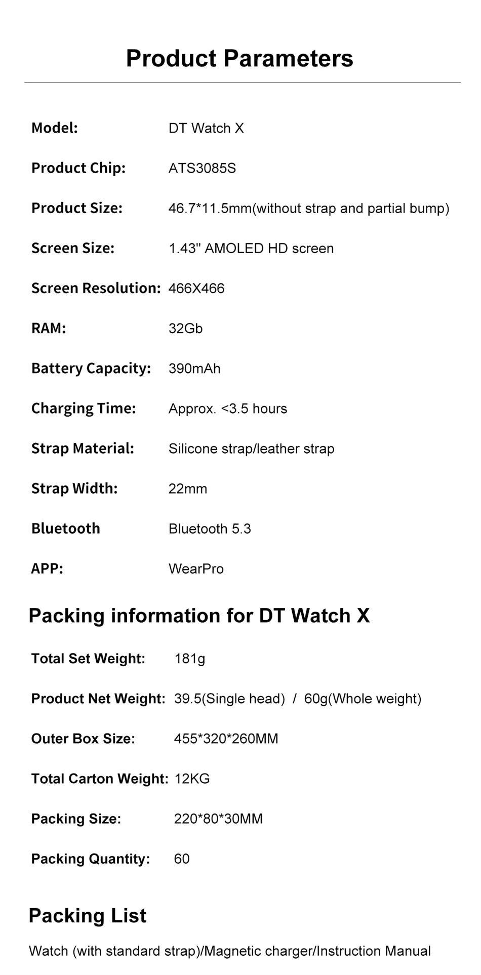 OPPO Watch X Bluetooth Call Smartwatch AMOLED HD Waterproof Men's Sports Watch 3D Visual Surround 4GB RAM Video Playback Watch