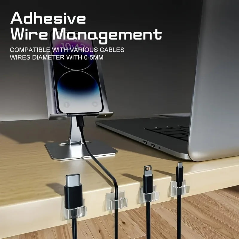 Adhesive Open Wire Clips for Home Office Desk Cable Routing