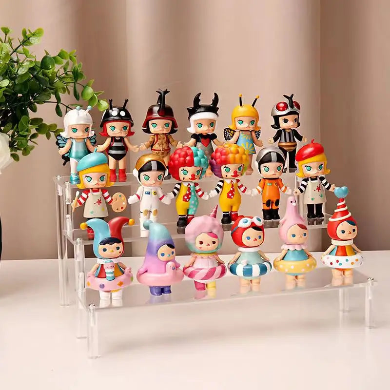 Tiered Display Stand with Clear or Wood Effect Shelves