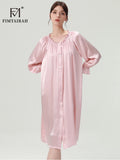 FIMTAIRAH 6A 22MM 100% Silk Nightdress Real Silk Nightgown Women long plus large size Sleepwear Pajamas robe Fimtairah 01
